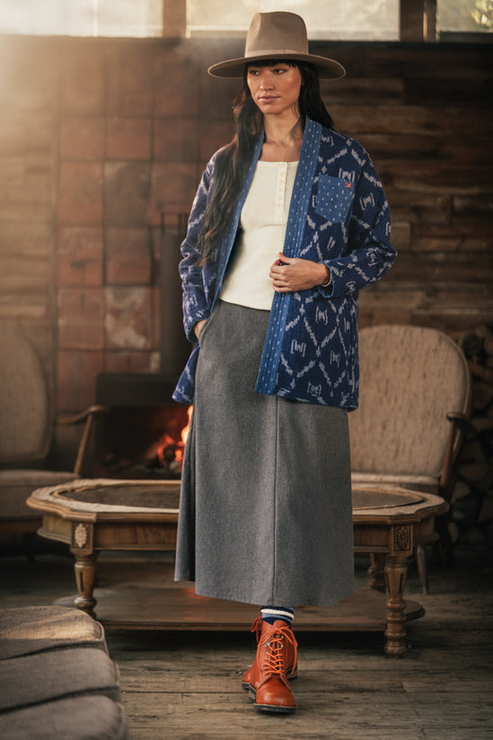 Damsons Hanten Quilted Jacket Indigo