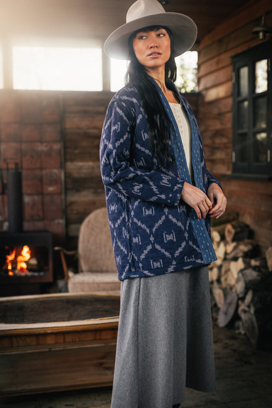 Damsons Hanten Quilted Jacket Indigo