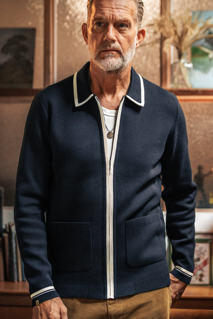 Brunswick Zip-Through Cardigan Navy