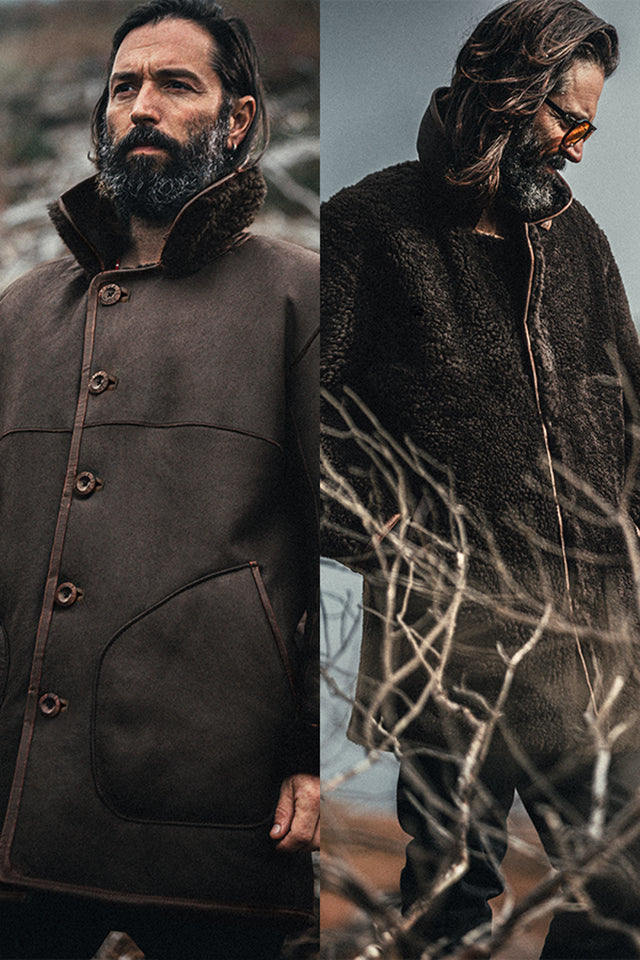 ROGUE by &SONS Jeremiah Reversible Shearling Coat Brown