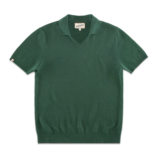 Gallo Knitted V-Neck Polo Green