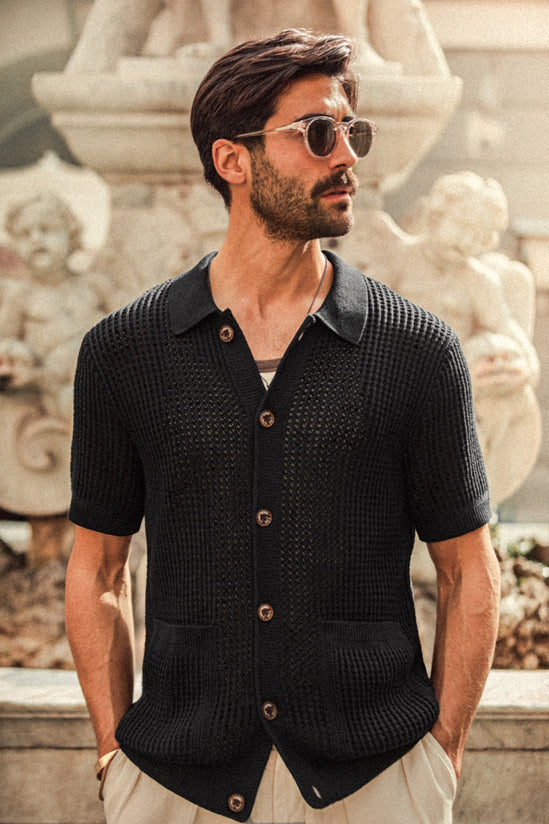 Santo Crochet Shirt Black