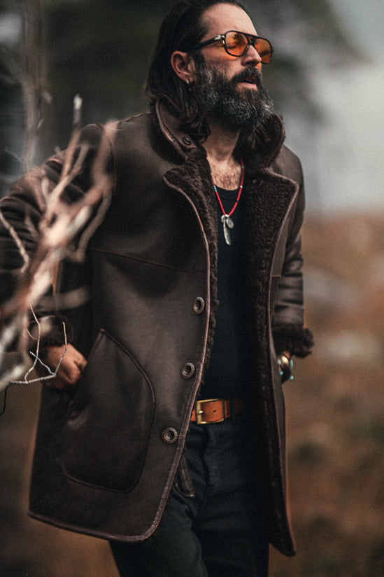 ROGUE by &SONS Jeremiah Reversible Shearling Coat Brown