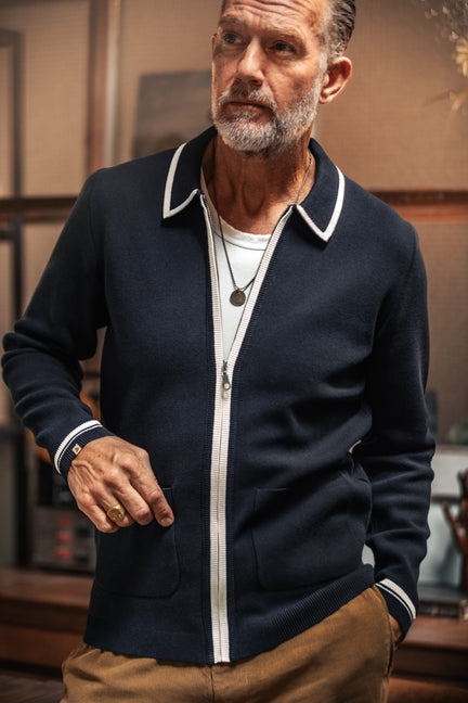 Brunswick Zip-Through Cardigan Navy