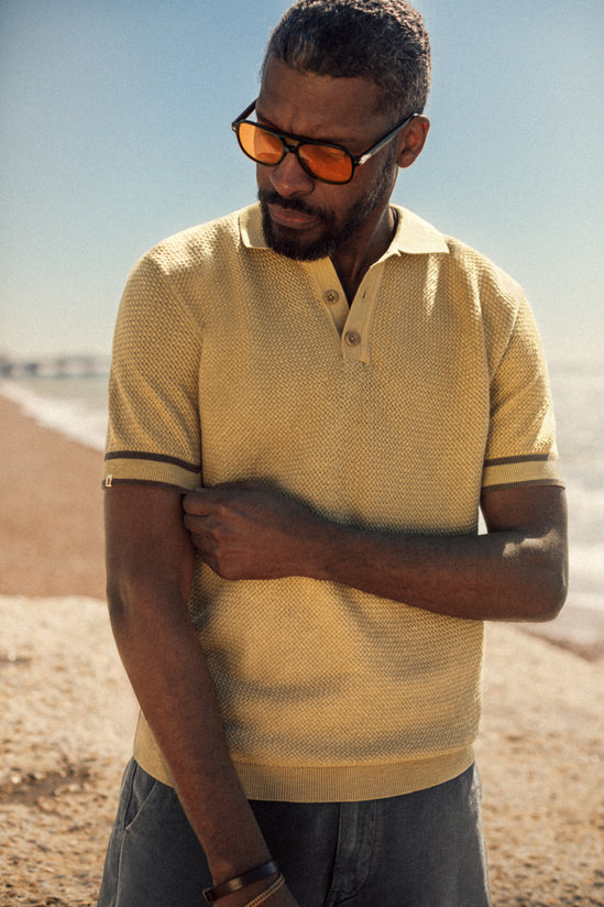 Dempsey Knitted Polo Tan