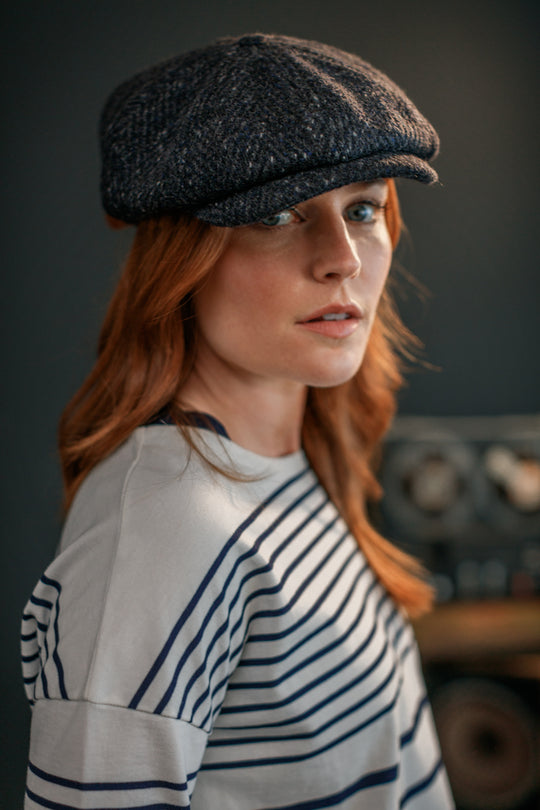 Damsons Tweed Bakerball Cap Black