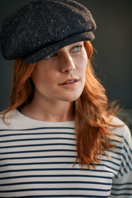 Damsons Tweed Bakerball Cap Black