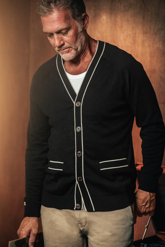Portland Lightweight Cardigan Black/White