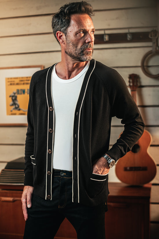 Portland Lightweight Cardigan Black/White