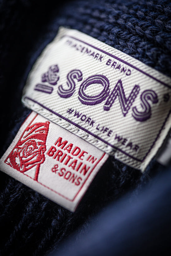 SALVAGE STOCK Pioneer British Wool Cardigan Navy