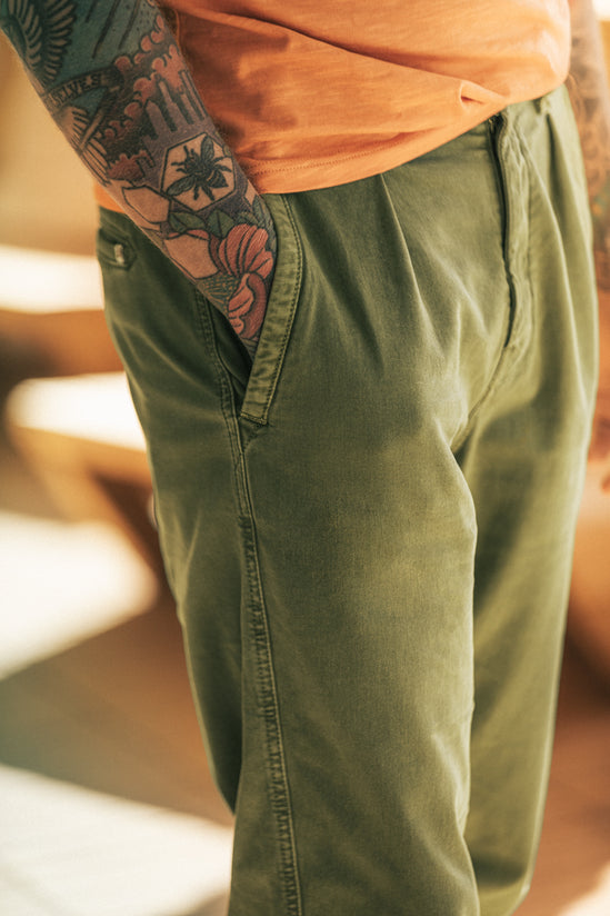 Grant Pleat Front Chino Olive Green