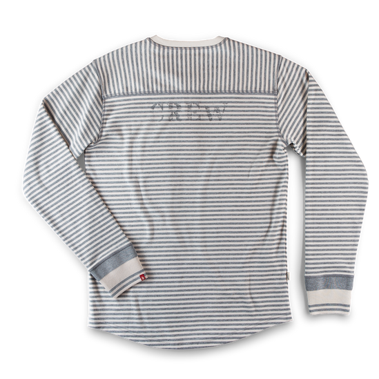 &SONS Crew Striped Henley Raw/Grey Marl