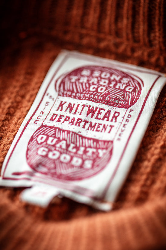 &SONS Abel Ribbed Crew Neck Burnt Orange