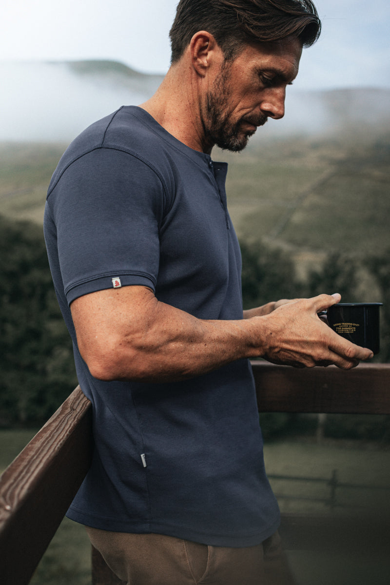 Bluesand Short Sleeve Henley Navy