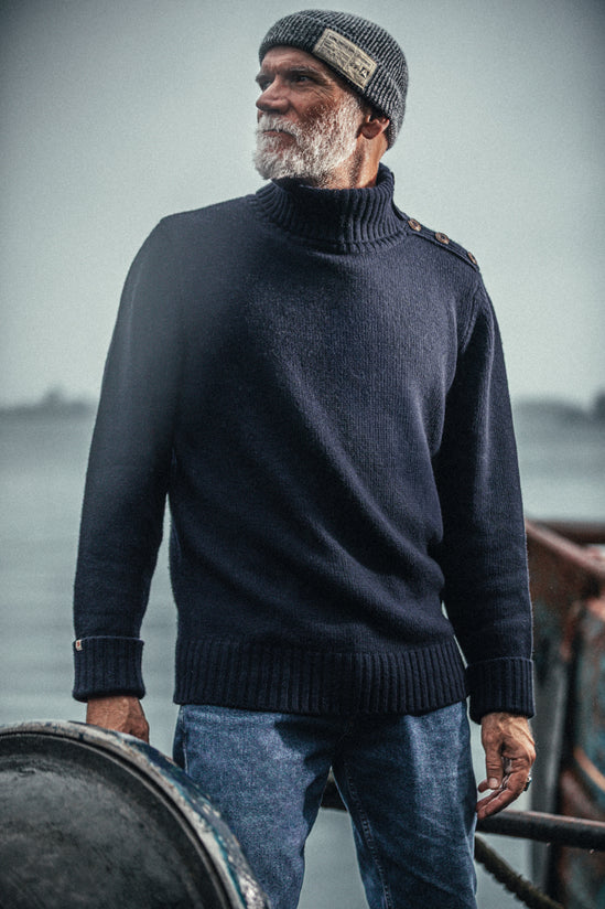 &SONS Ahab Submariner Rollneck Jumper Navy