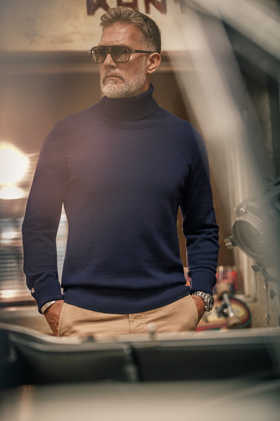 McQueen Taylor Roll Neck Knit Navy