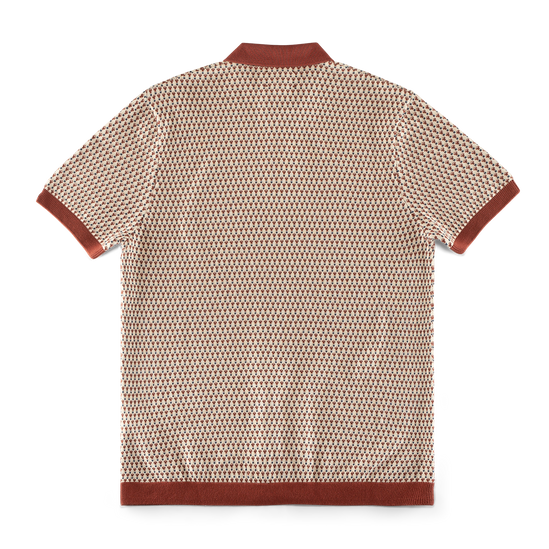 Belmont Knitted Polo Off White / Auburn