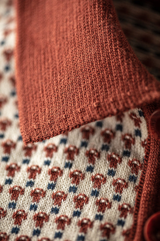 Belmont Knitted Polo Off White / Auburn