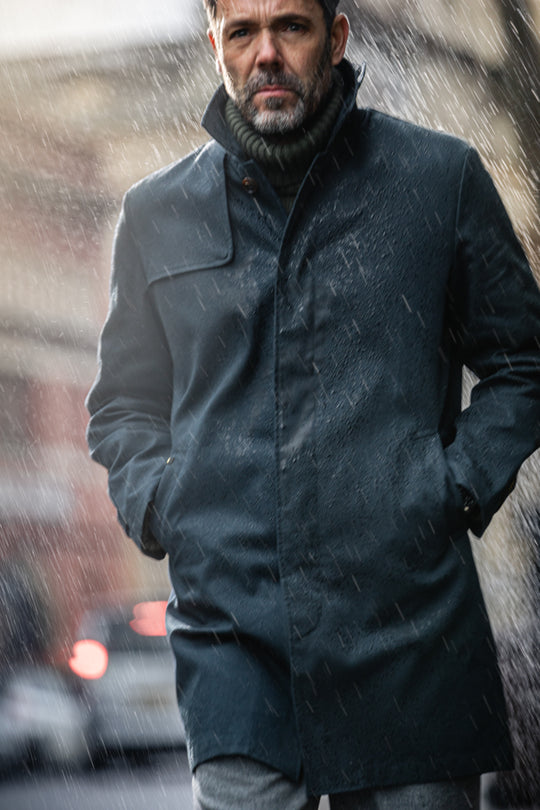 &SONS Woodward Raincoat Navy