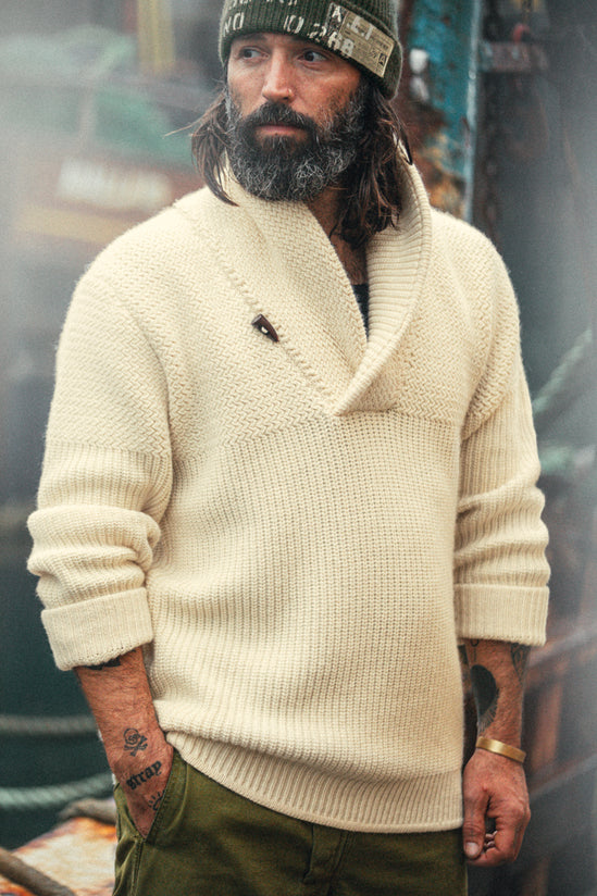 Isaac Shawl Collar Knit Natural