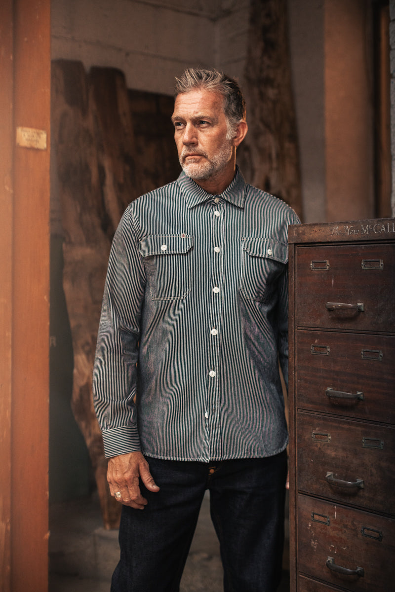 Brady Hickory Stripe Shirt Indigo