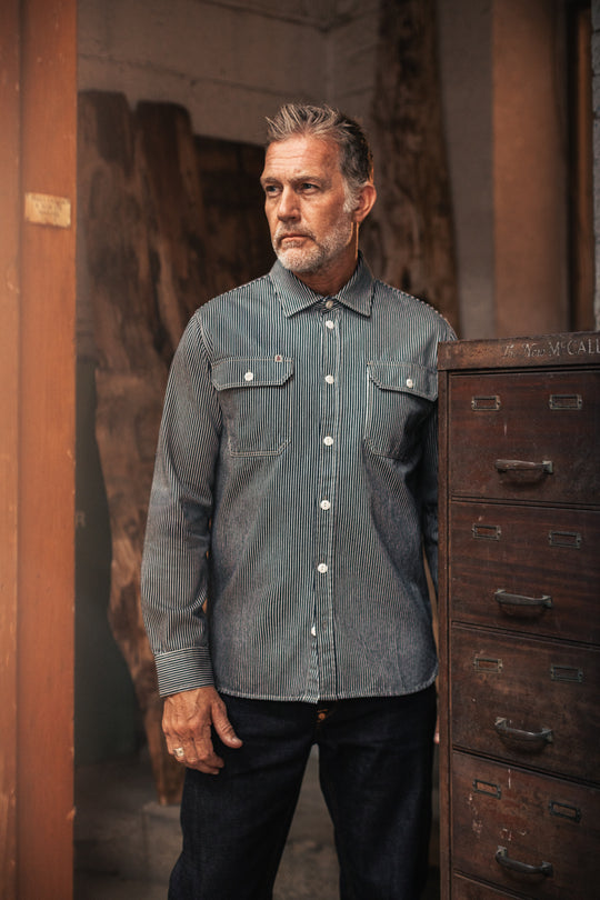 Brady Hickory Stripe Shirt Indigo