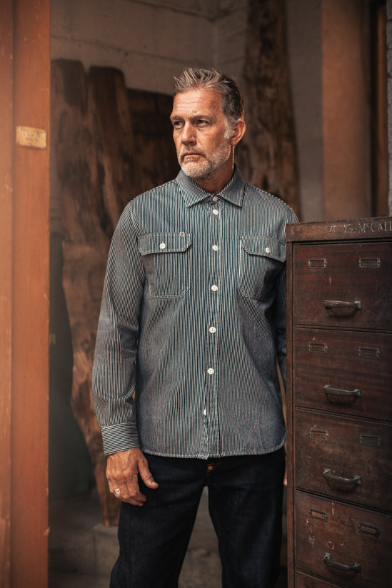 Brady Hickory Stripe Shirt Indigo