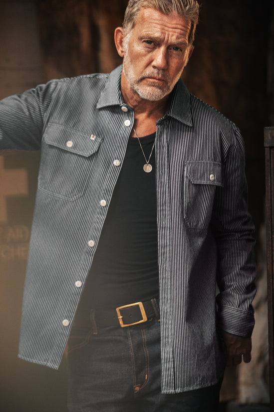 Brady Hickory Stripe Shirt Indigo