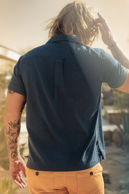 Cuban Night Seersucker Shirt Navy