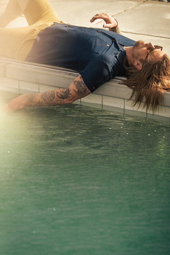 Cuban Night Seersucker Shirt Navy