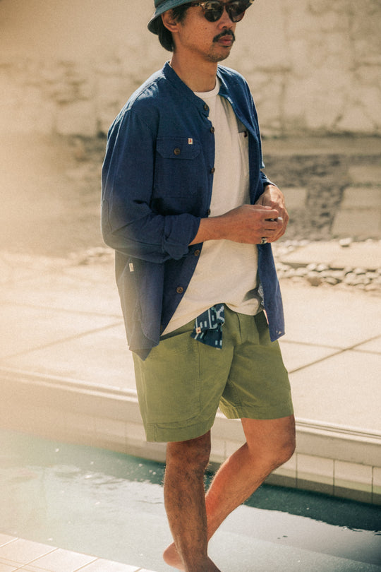 Edward Grandad Shirt Indigo