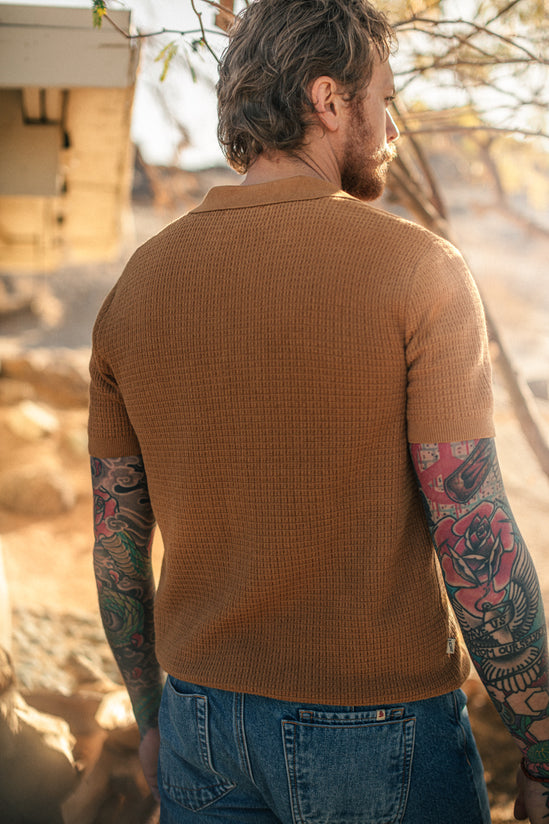 &SONS Rialto Knitted Polo Tan