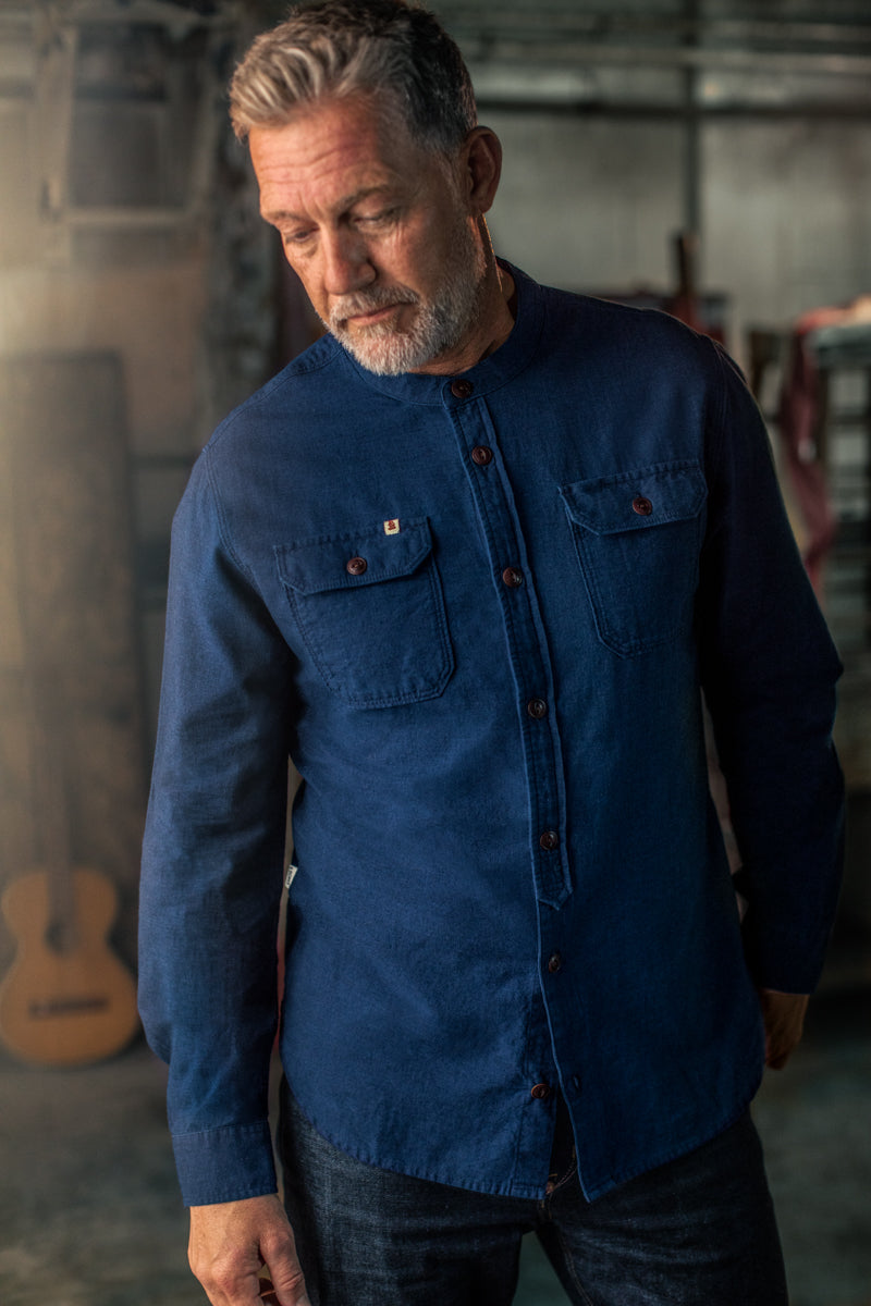 Edward Grandad Shirt Indigo