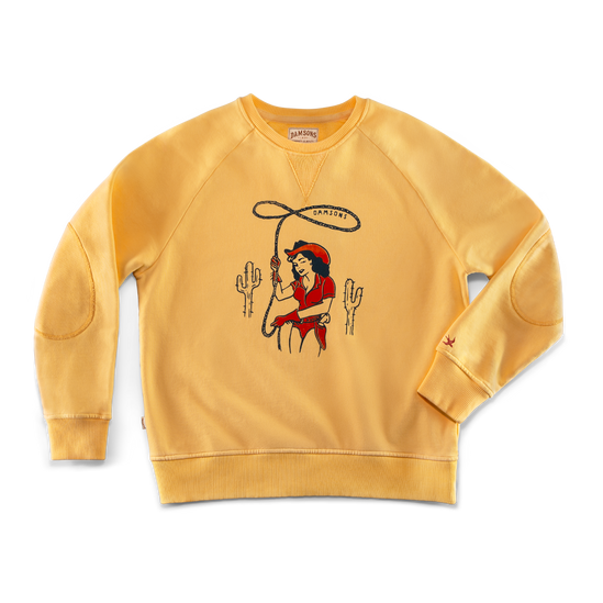 Damsons Cowgirl Classic Crew Sweatshirt Yellow
