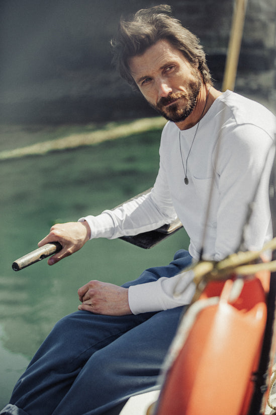 Boxer Pocket Long Sleeve T-Shirt White