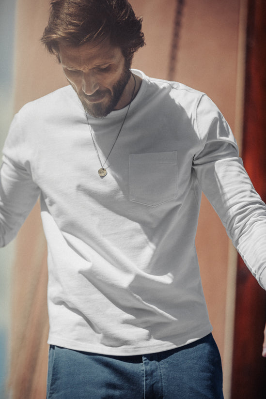 Boxer Pocket Long Sleeve T-Shirt White