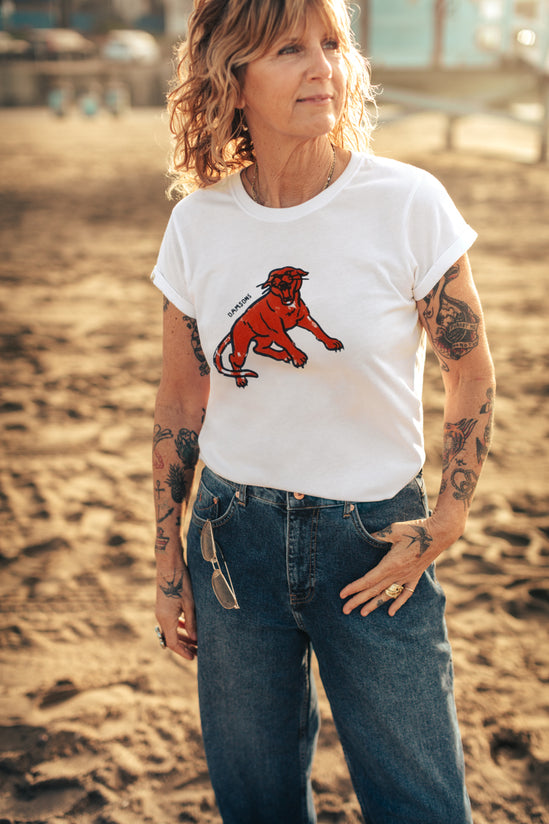 Damsons Red Cat Classic T-Shirt White