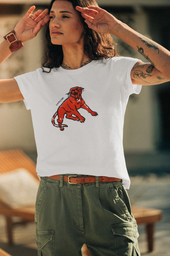Damsons Red Cat Classic T-Shirt White