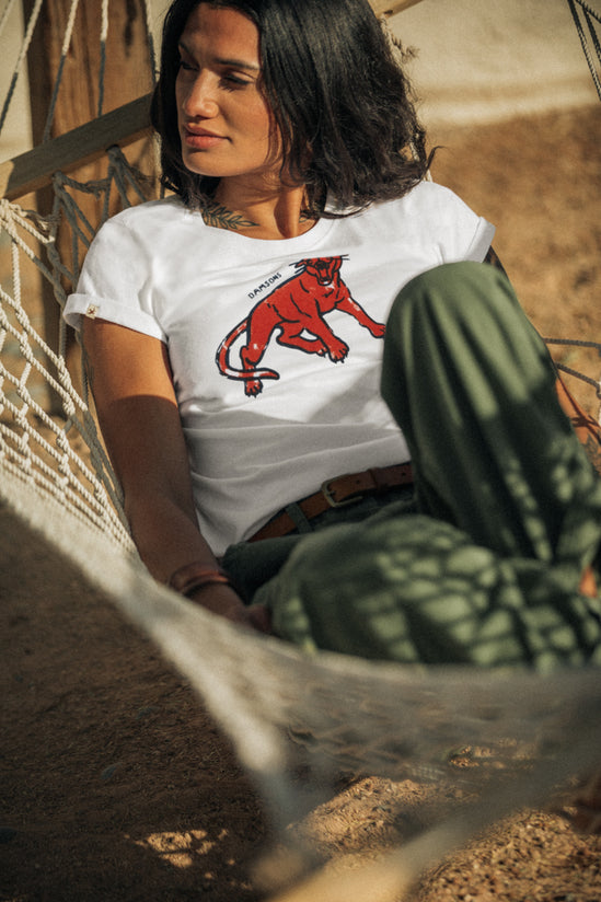 Damsons Red Cat Classic T-Shirt White