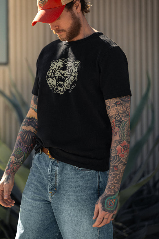 &SONS Tiger Head T-Shirt Black