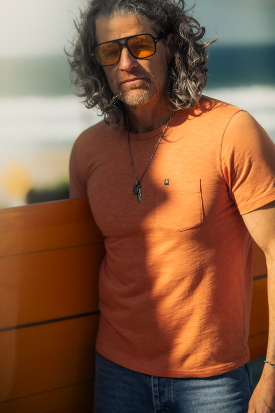 Slub Pocket T-shirt Fade Orange