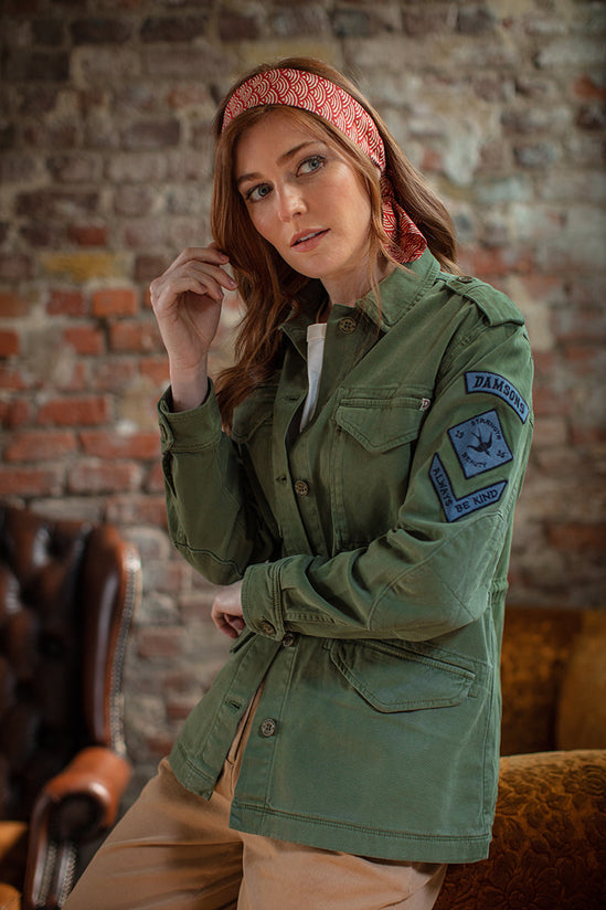 Damsons Landgirl Waves Headscarf Red