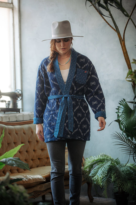 Damsons Hanten Quilted Jacket Indigo