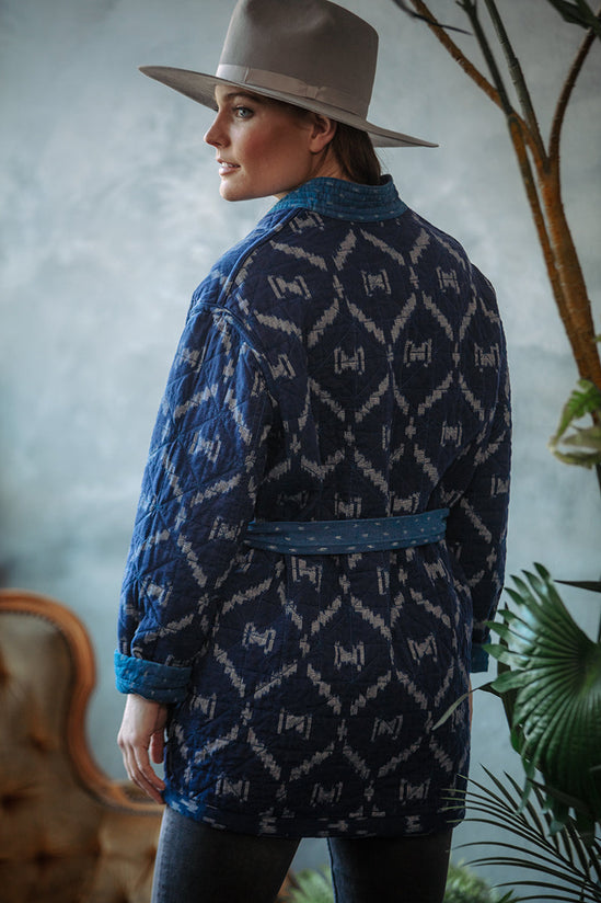 Damsons Hanten Quilted Jacket Indigo