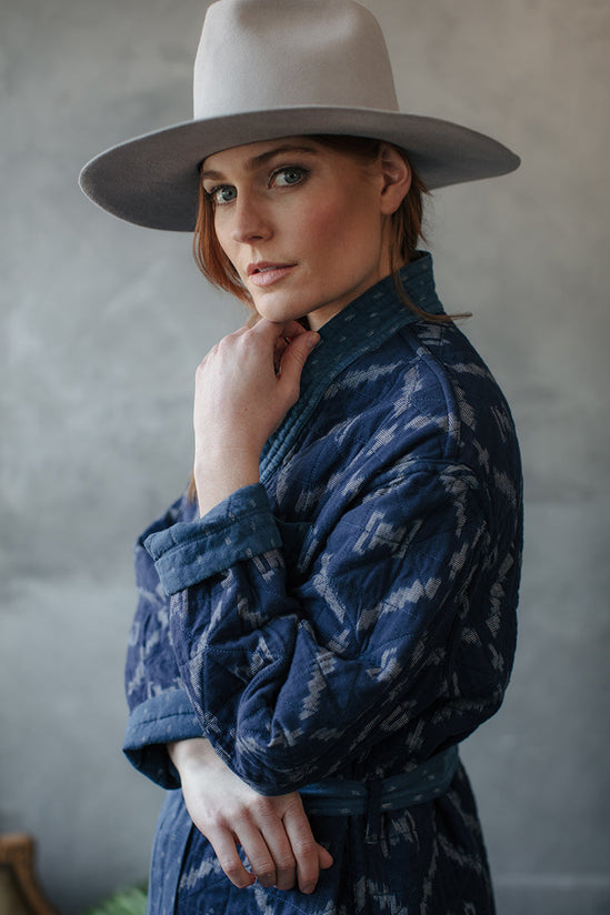 Damsons Hanten Quilted Jacket Indigo