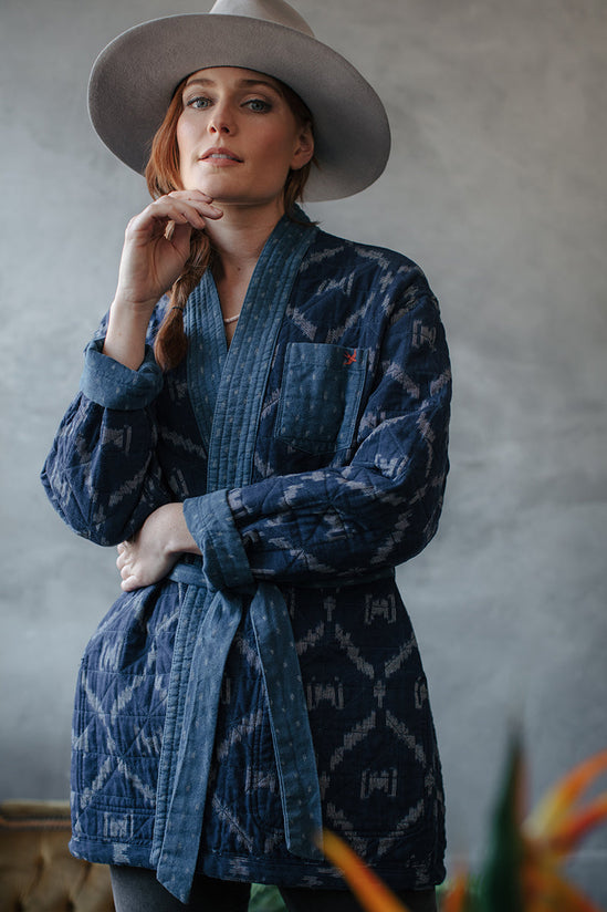 Damsons Hanten Quilted Jacket Indigo