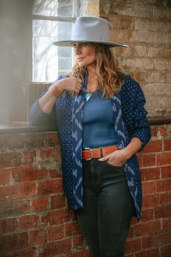 Damsons Hanten Quilted Jacket Indigo