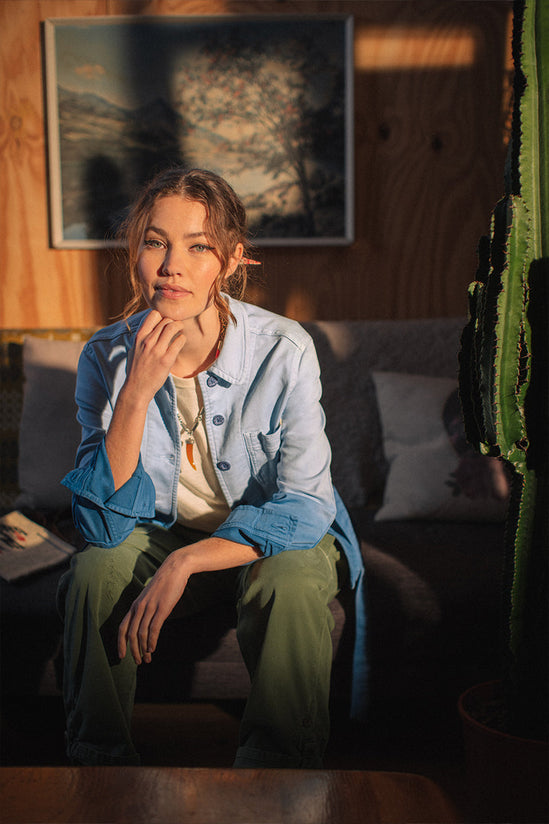 Damsons Chore Jacket Blue Ombrë