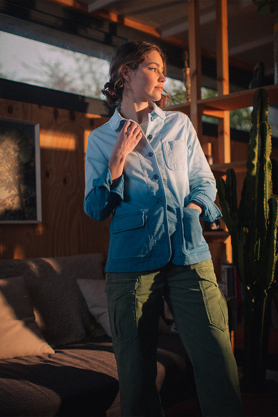 Damsons Chore Jacket Blue Ombrë