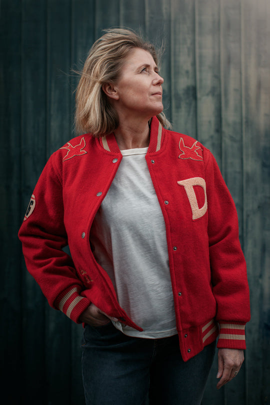 Damsons Nancy Baseball Jacket Vintage Red